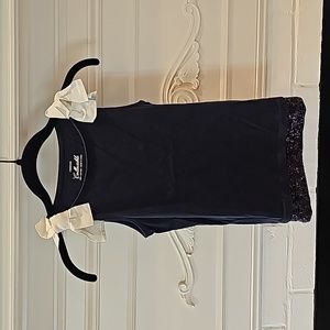 EUC CREWCUTS: Sequin embellished hem with ribbon shoulder bows top
